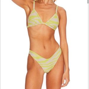 NWT Beach Riot MIKA TAUPE YELLOW bikini bottom ZEBRA - size small